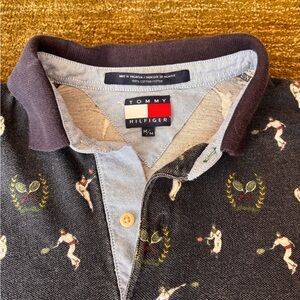 Tommy Hilfiger Men's Navy Polo with Tennis Print